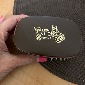 Vintage Retro Men's Grooming / Manicure Compact Travel Set leather zippers case